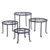 Set of 4 - Indoor Outdoor Black Metal Plant Stand