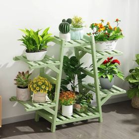 Indoor Outdoor Bamboo Wood 6-Shelf Flower Pot Plant Stand in Green Finish