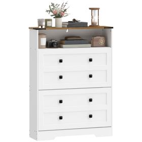 Shoe Cabinet with 2 Flip Drawers, Narrow Shoe Storage Cabinet, White