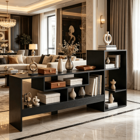 Cube TV Stand for 55 Inch TV with Open Storage Shelves And Power Outlets Modern Living Room Entertainment Center
