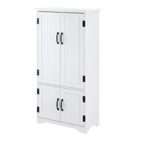 Accent Floor Storage Cabinet Kitchen Pantry with Adjustable Shelves and 2 Lower Doors, White