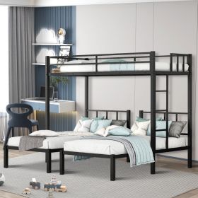 Detachable Metal Triple Bunk Bed, Top Bunk Fits Twin XL Mattress, Lower Bunks for Standard Twin Mattress, Noise-Free Frame for Bedroom Dorm Guest