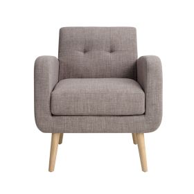 Mid-Century Modern Fabric Accent Armchair Single Sofa with Rubber Wood Legs for Living Room