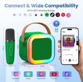 Mini Karaoke Machine for Kids Adults, 2026 TOP Birthday Gifts for Girls Boys 3,4,5,6,7,8+Year Old Toddler Toys (Color: Dark Green)