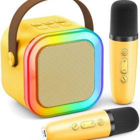 Mini Karaoke Machine for Kids Adults, 2026 TOP Birthday Gifts for Girls Boys 3,4,5,6,7,8+Year Old Toddler Toys (Color: Yellow)
