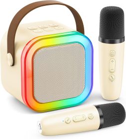 Mini Karaoke Machine for Kids Adults, 2026 TOP Birthday Gifts for Girls Boys 3,4,5,6,7,8+Year Old Toddler Toys (Color: Light Beige)