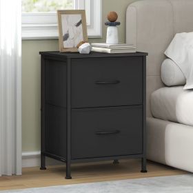 2 Drawer Fabric Dresser with Steel Frame and MDF Top Non Woven Storage Chest Nightstand Organizer for Bedroom Closet and Entryway (Color: Black)